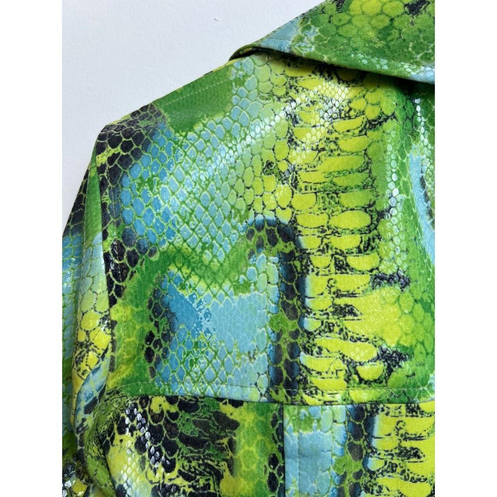 Renfrew Womens Green Snakeskin Print Cropped Jacket XS USA Bold Edgy Eclectic - Picture 7 of 9